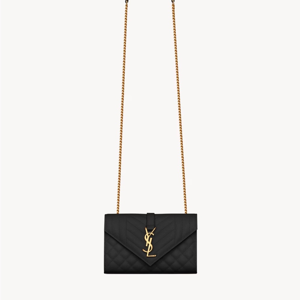 YSL Envelope Small Quilted Grain De Poudre NWT & AUTH